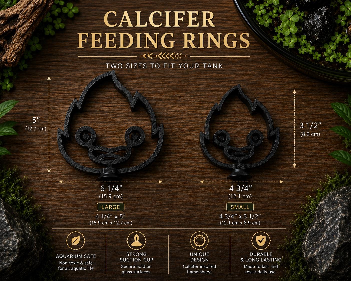 Calcifer Feeding Rings | Floating Aquarium Plant Holder, 3D Printed Accessory